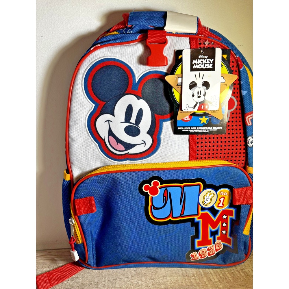 Disney Mickey Mouse 14.4L Backpack Multiple Zipper Pockets Colorful 1928 NWT